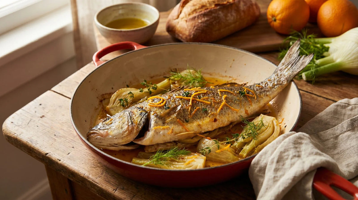 Branzino all'arancia e finocchio