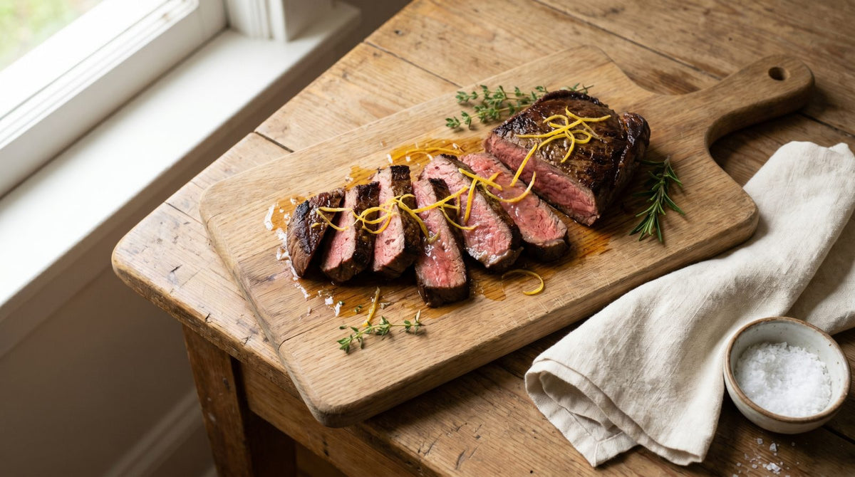 Tagliata di manzo con riduzione di pompelmo giallo